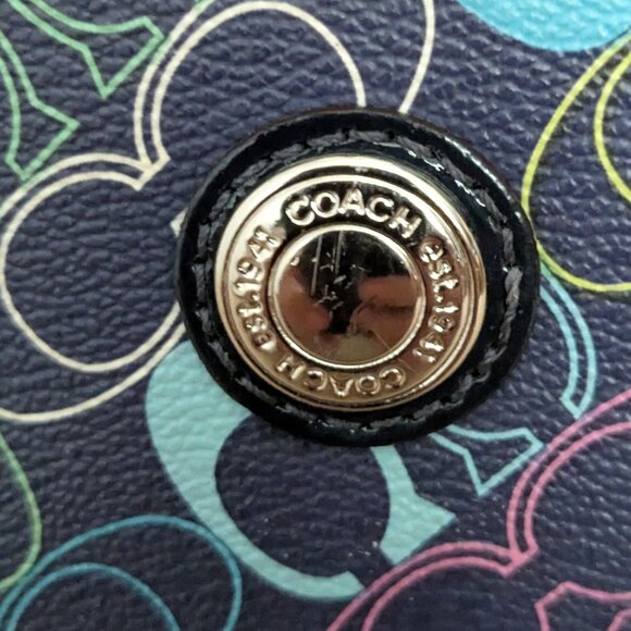 Coach Women's  Blue Wristlet Wallet Corner Zip With Signature - Picture 2 of 12